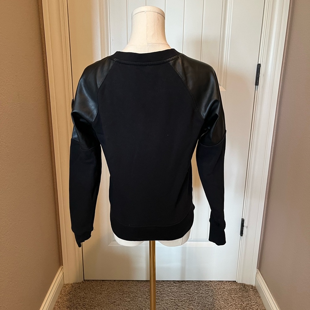 Evereve Black Top with Faux Leather Accents - Picture 3 of 4
